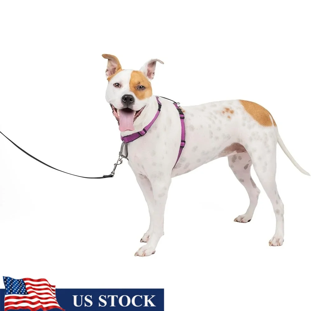 

3 in 1 No Pull Dog Harness Reflective Comfort Padded Adjustable Straps Front D-Ring Control Handle Running Car Safety