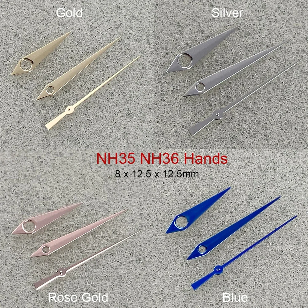 

Silver Blue Gold Rose Gold Polished Watch Hands for NH35/NH36/4R/7S Movement 3Pins Watch Pointers Accessories