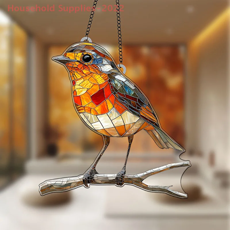 Elegant Decorative Hanging Ornaments – Vibrant Acrylic Colored Birds With Chain For Festive Home And Garden Decor