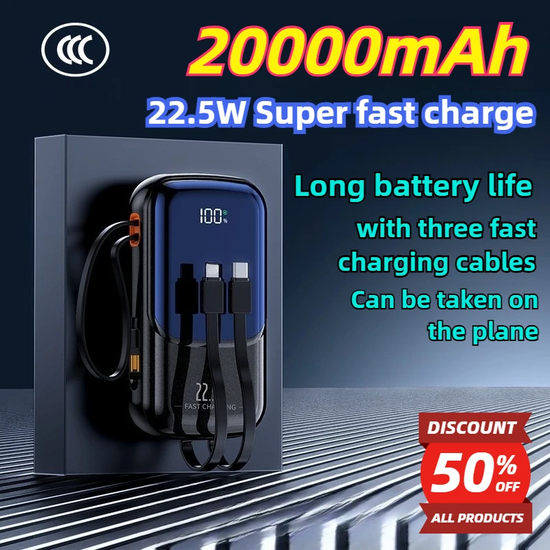 

20000mAh PowerBank Spare Battery Portable Charger Mobile External Battery Fast Charging for Camping/iPhone/Samsung/Xiaomi/iPad