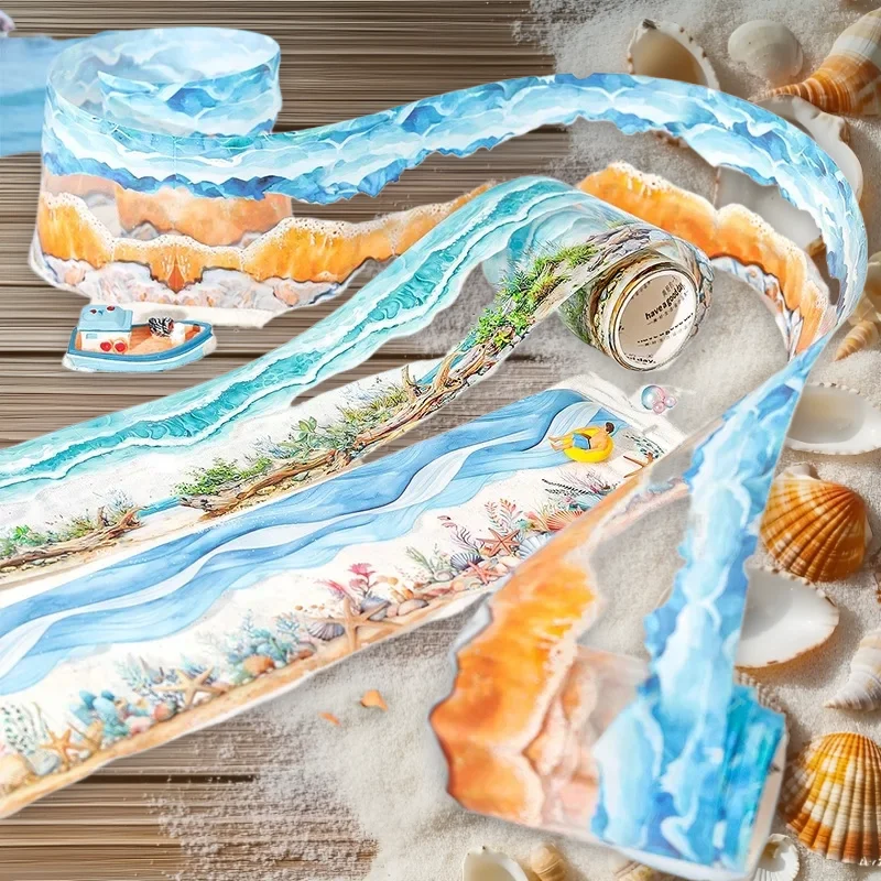 

1 рулон/3 рулона бесшовной прибрежной ленты для диорамы между морскими и берегами серии 6, широкоформатные пляжные сцены