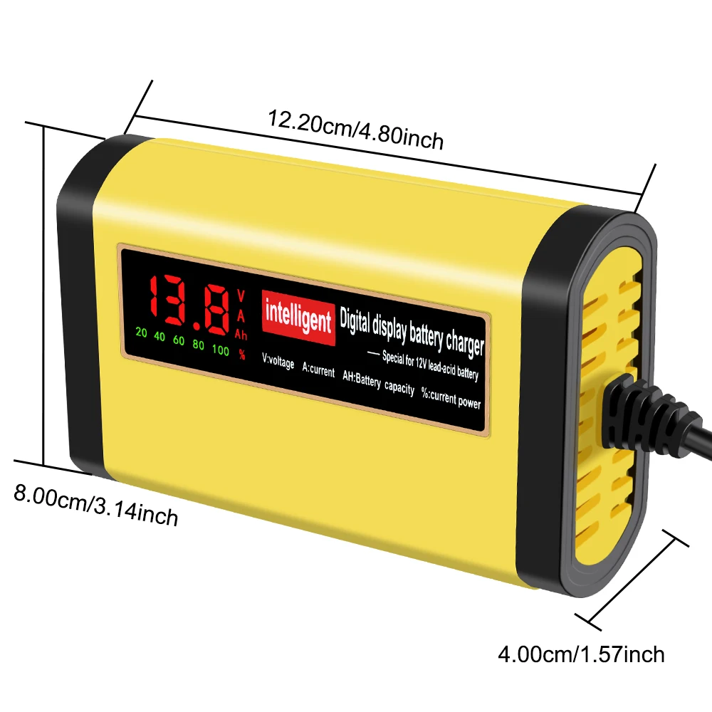 12V EU-Stecker Autobatterie-Ladegerät Blei-Säure-Batterie Impulsreparaturwerkzeug Intelligentes Digitales Auto- und Motorradzubehör – Detail 10