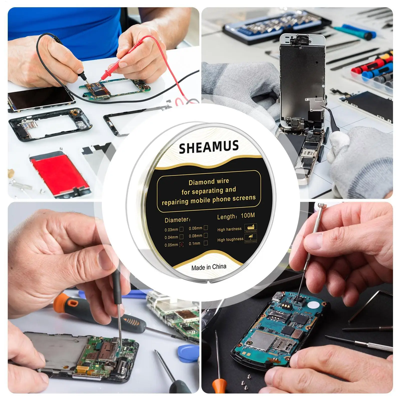 Разделительный провод для экрана 328,08 футов, разделительный провод для ремонта экрана 0,03 мм-0,08 мм, точный шнур, пила, аксессуары для мобильных телефонов