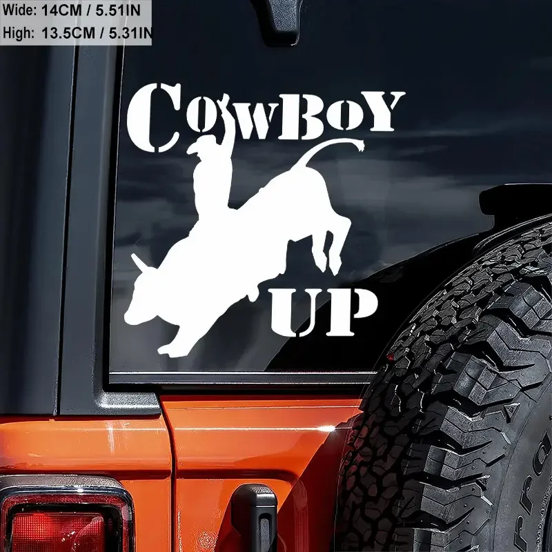 1pc Cowboy up Land Pferd Stier Reiten Auto Aufkleber für Laptop Wasser flasche Auto LKW Geländewagen Motorrad Fahrzeug Farbe Fenster wand g