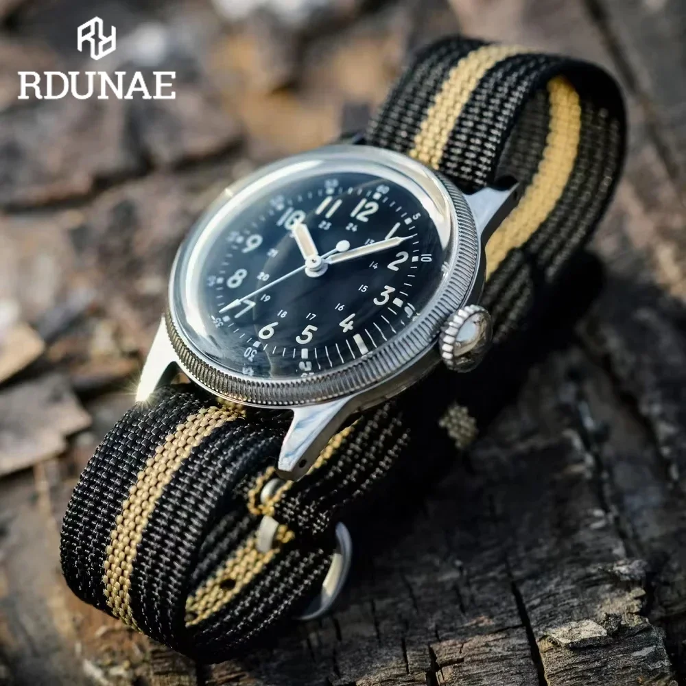 2024 RDUNAE Vintage Military Men's Watch RA05 Super 2035 Stainless Steel nylon strap waterproof 10Bar Luminous watches for men