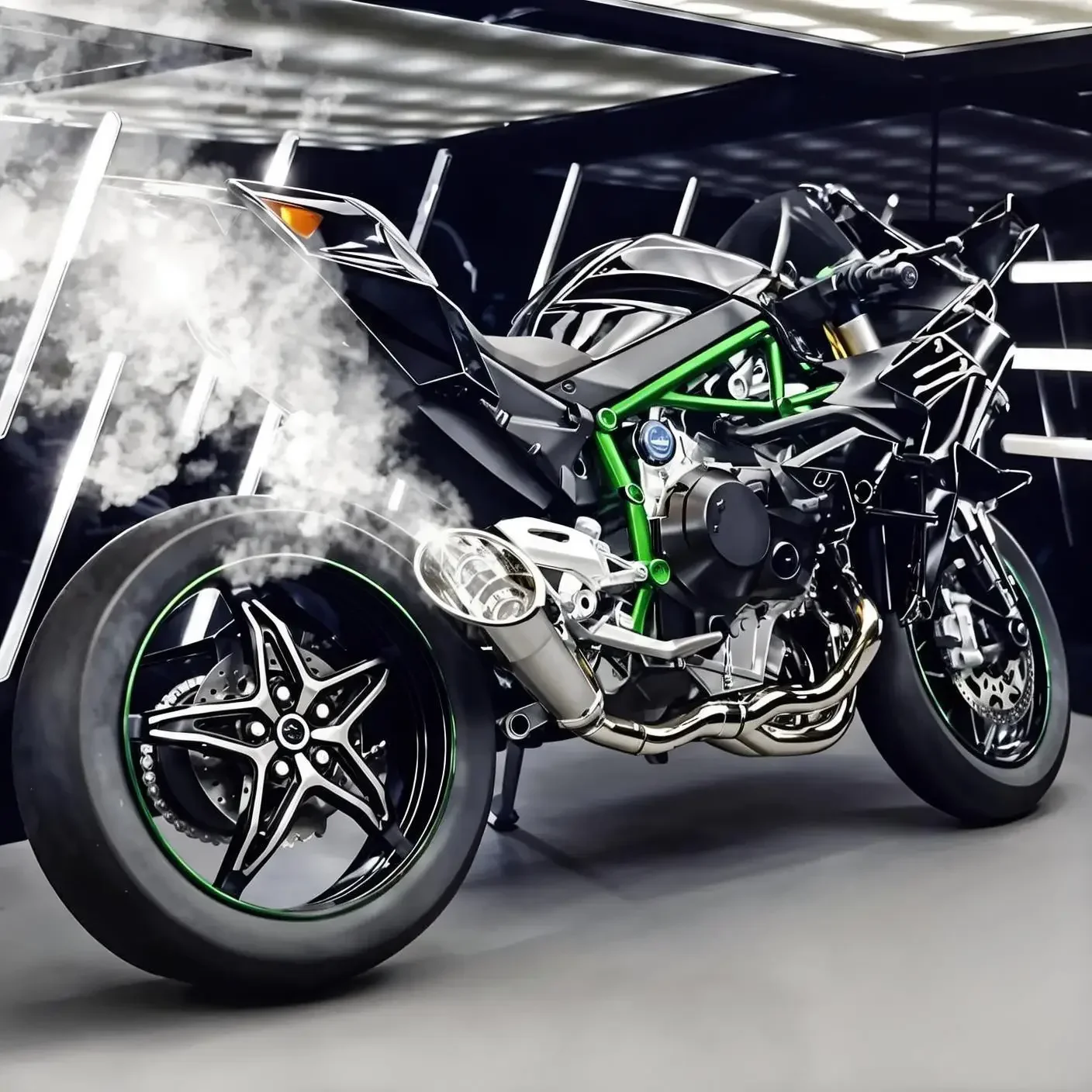 Kawasaki H2R Alloy Racing Motorcycle Model, Bootable Racing Toy, Boyfriend Collectible, Pneumatic Stock, 1:6 Spray