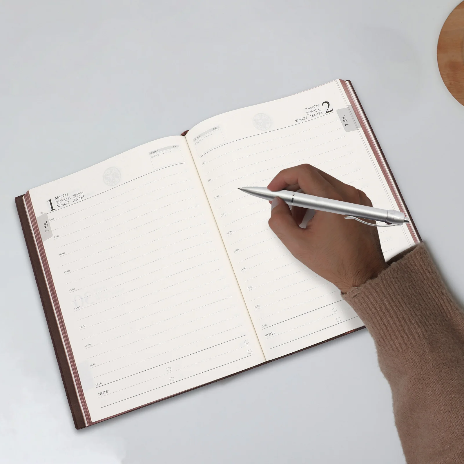섬세한 일정 노트북 휴대용 일일 플래너 인공 노트패드 사무실 정리함 저널 플래너 휴대용 노트북