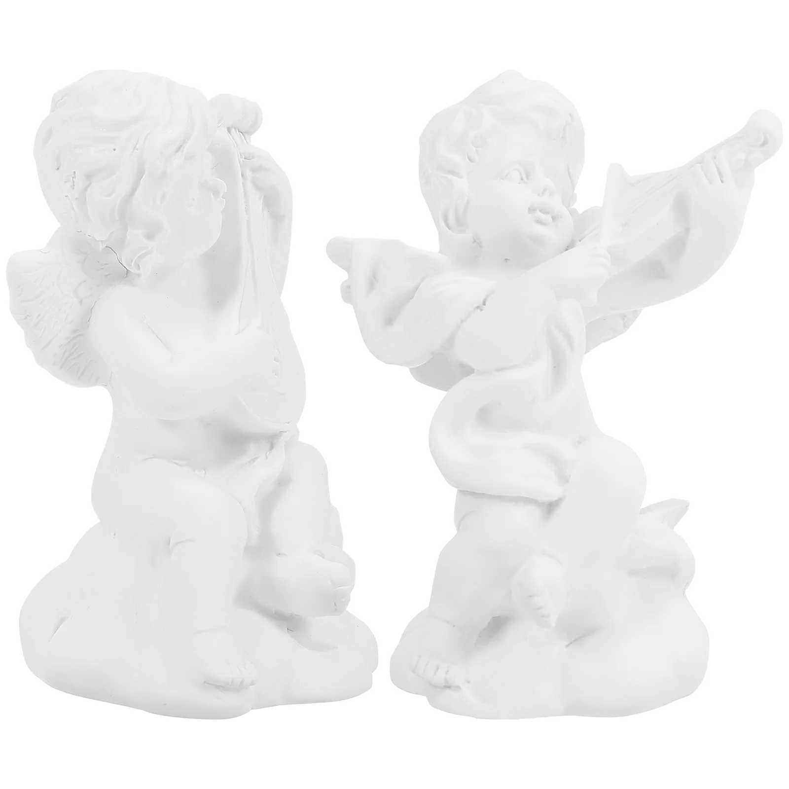 

2Pcs Resin Angel Sculptures Musical Decorative Figures Beautiful Craftsmanship Tabletop Decor Resin Sculpture Musical Angel