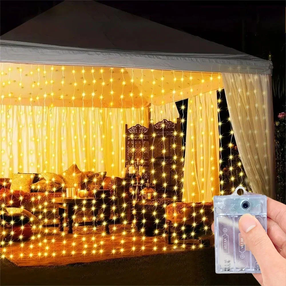 Wedding Garland Fairy Lights Outdoor 8 Mode LED USB Curtain Light String Christmas Tree Holiday Decoration Garden Light