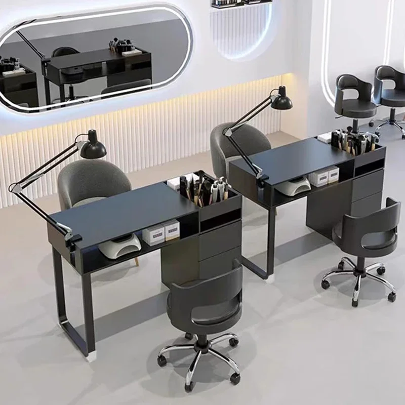 

Beauty Salon Nail Table Manicure Lamp Glamour Style Nail Desk Equipment Professional Mesas Para Manicuristas Salon Furniture