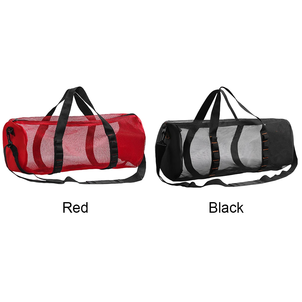 메쉬 다이브 비치 백 접이식 핀 보관 지퍼가 달린 토트 여행용 비치 기어 다이빙 더플 수하물은 수상 스포츠에 적합