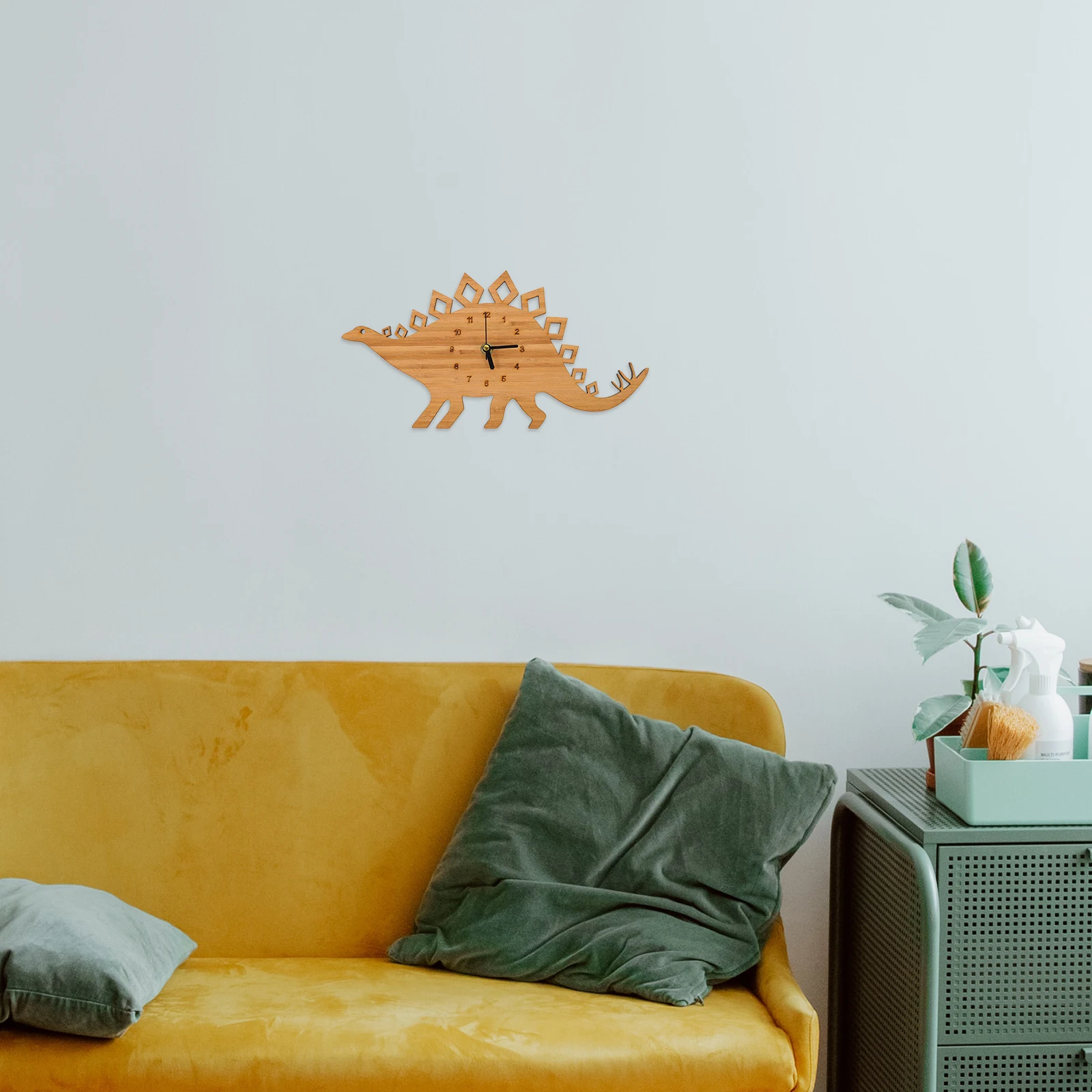 

Dinosaur Wall Clock Wooden Hanging Home Decor Bamboo Creative Cartoon Mute Timing Quiet Easy Install Wall Clock Home