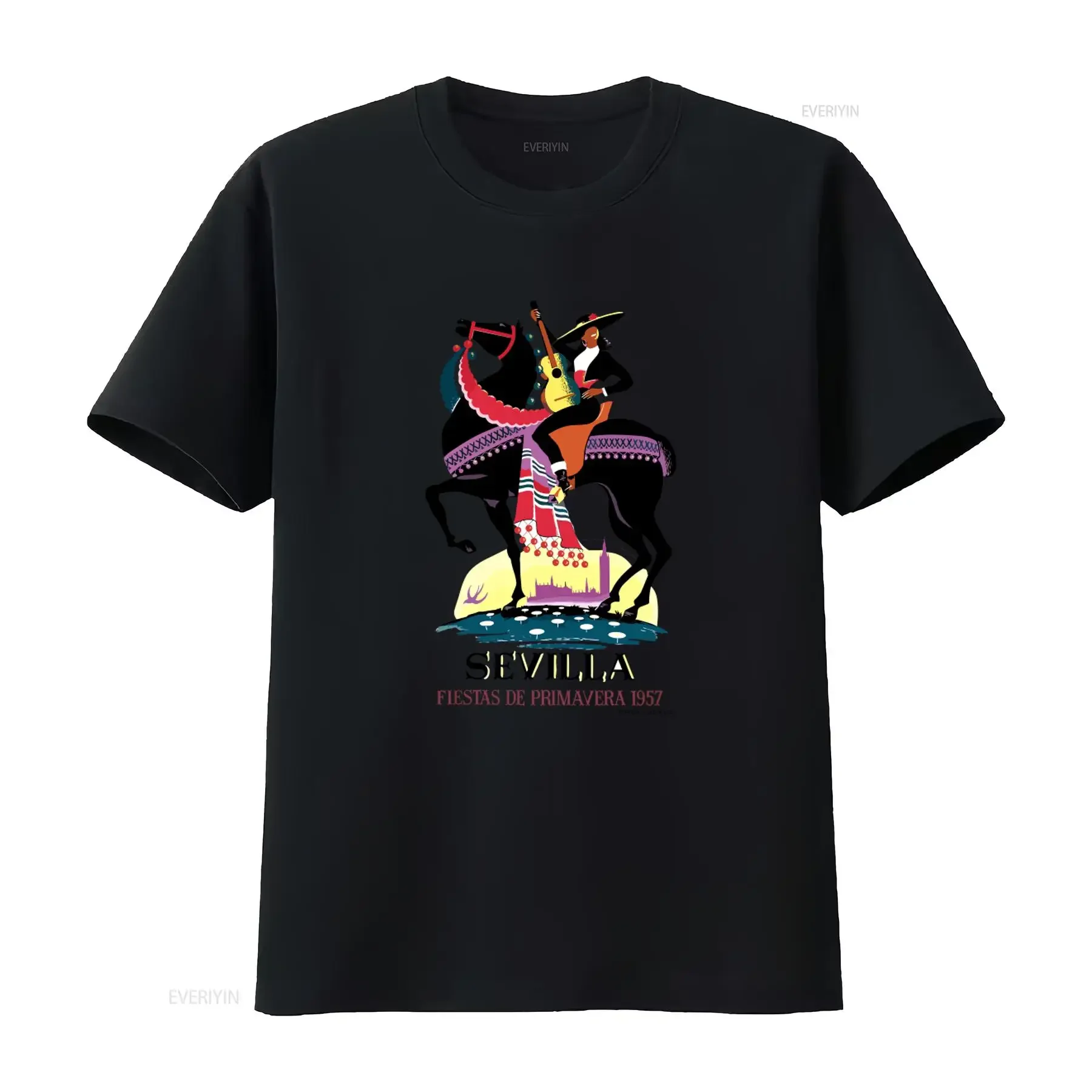 Spain 1957 Seville April Fair Vintage Style T Shirt Best Seller Design vintage Washed Stylish designer clothes Versatile Unisex