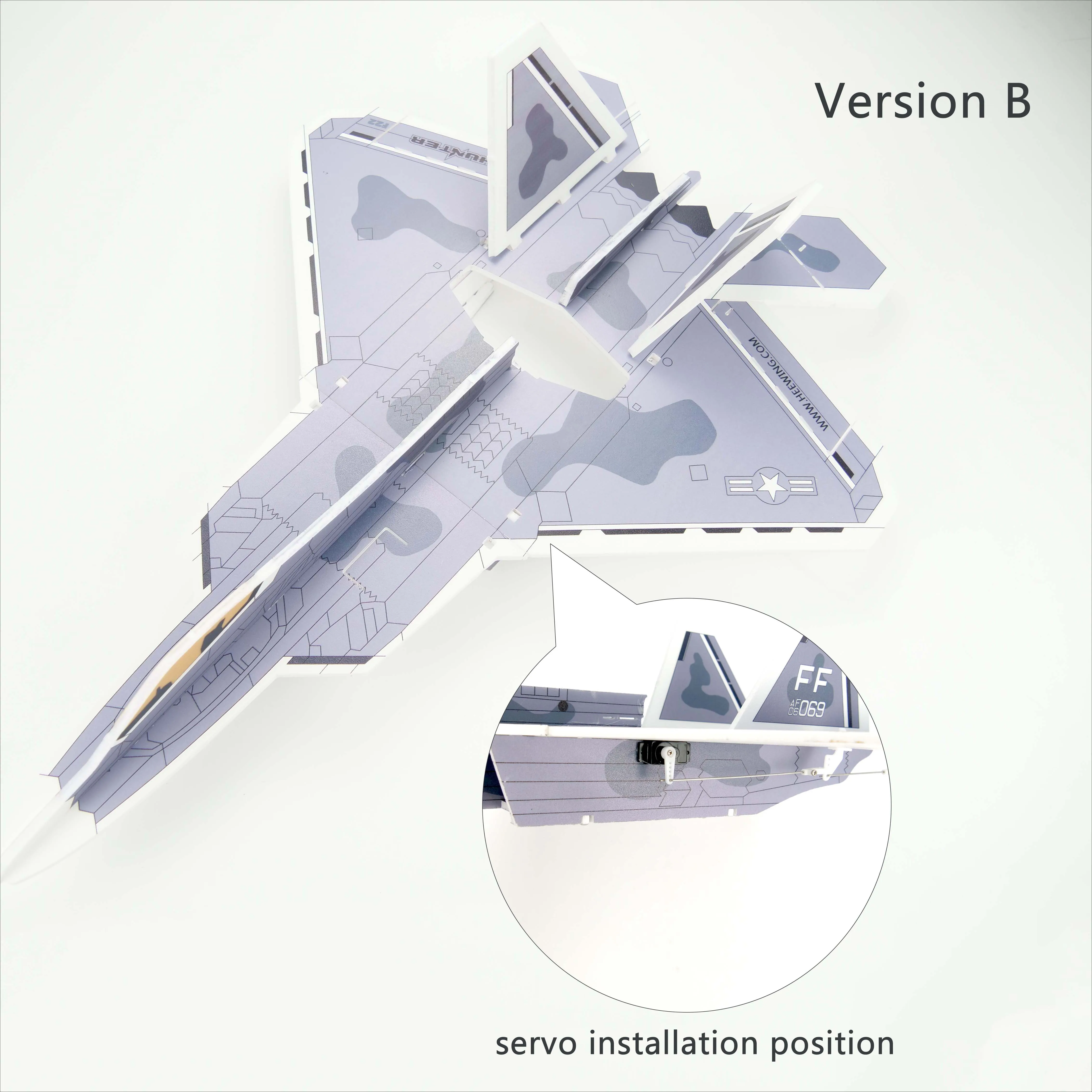 HEEWING - HUNTER MPP Foam Plane RC Airplane:F22/SU27 Airplane Frame with complete electronic spare parts Upgraded version B