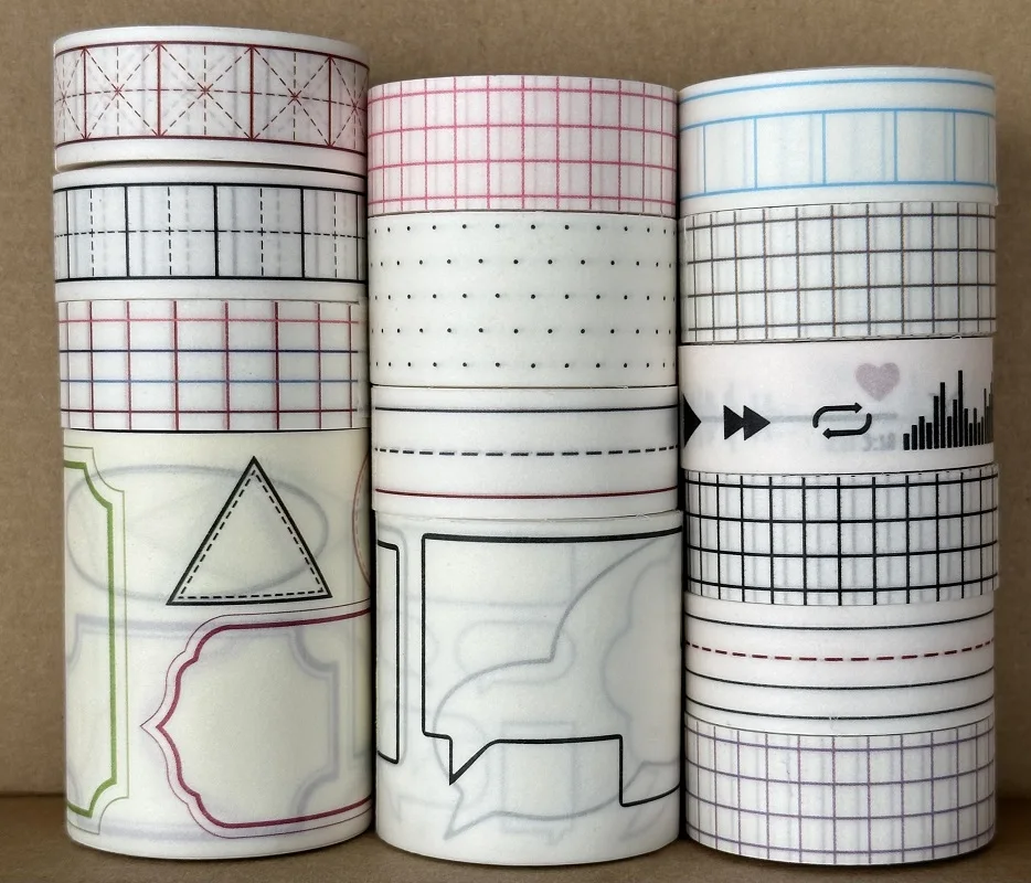 

Basic series washi tape with release paper for journal book decoration grid / dot / frame / dialog box stickers