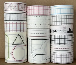 Basic series washi tape with release paper for journal book decoration grid / dot / frame / dialog box stickers