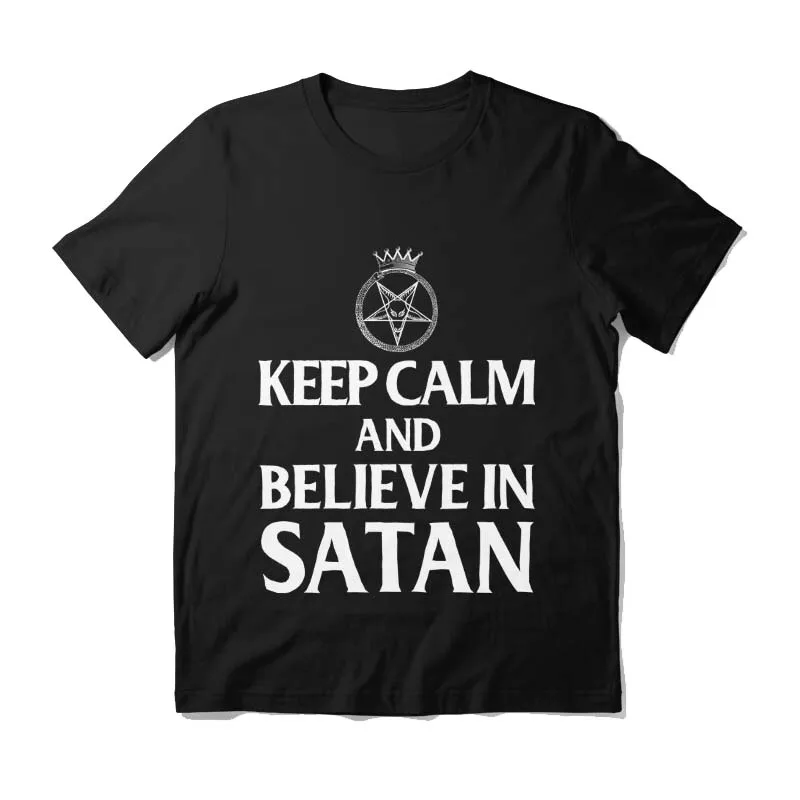 Keep calm and believe in satan T-shirt Redbubble satanic nun t-shirts sexy girl  harajuku  t shirts mens women y2k clothes