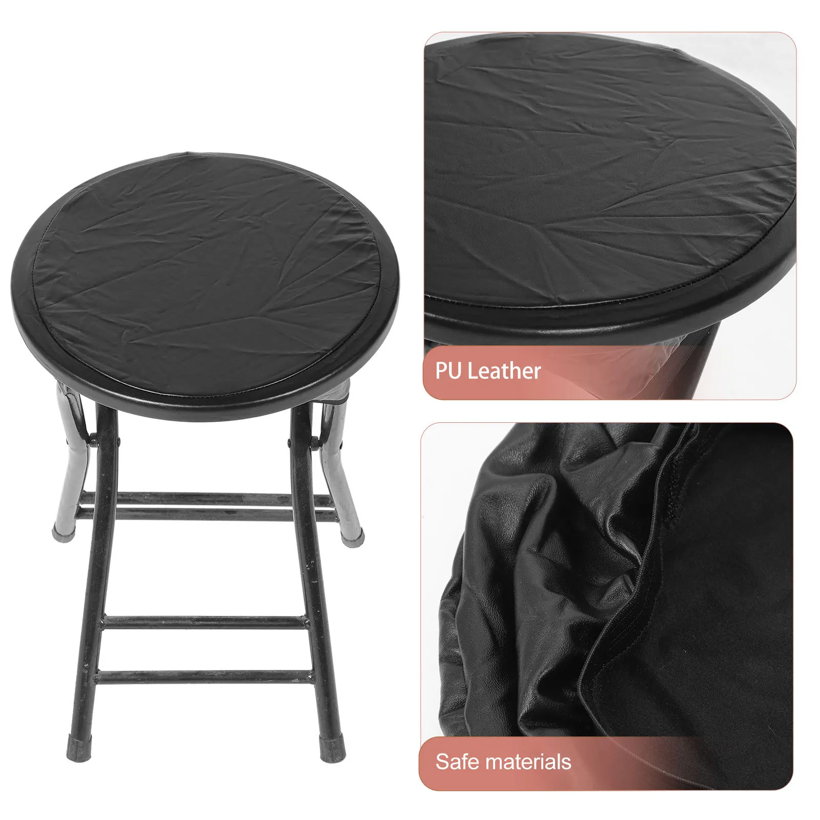 

Stretch Round Stool Cover Elastic PU Bar Stool Seat Protector Waterproof Round Chair Cover for Restaurants Hotels Banquets