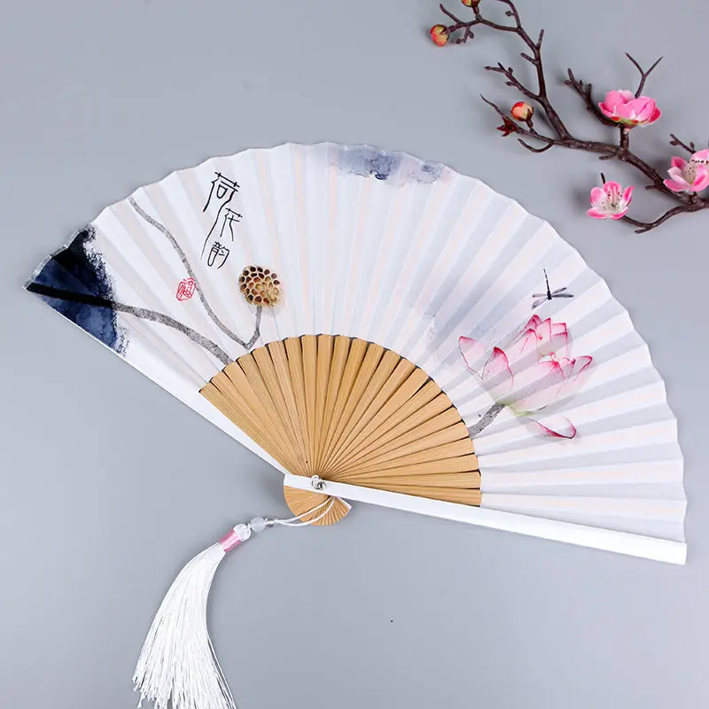 

Chinese Antiquity Folding Fan Portable Cheongsam Hanfu Exquisite Handheld Fan Dance Performance Ventilador Cultural Craft Gift