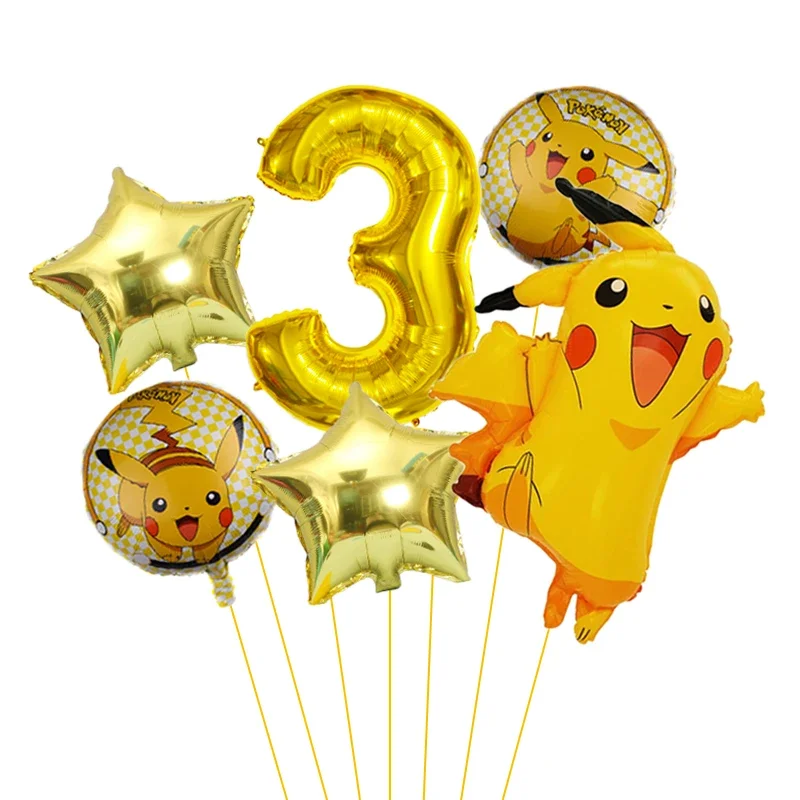 Pokemon themed balloon 32 inch digital balloon set for children\'s birthday new Pikachu aluminum foil ball party decoration toy