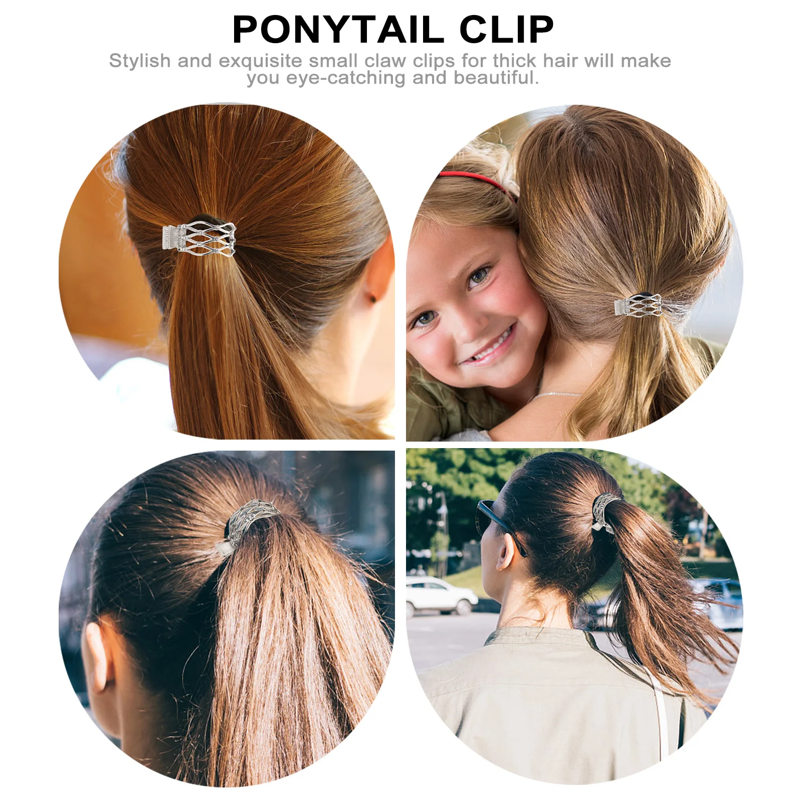 

4pcs Rhinestone Clips Claw Medium Barrettes Lightweight Wear Party Wedding Travel Stylish Small Claw for Thick