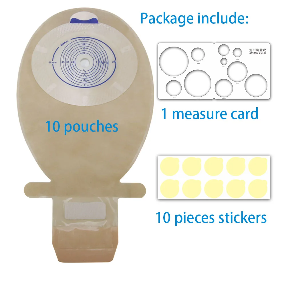 15541T 1-Piece Soft Convex Barrier Ostomy/Colostomy/Ileostmy Drainable Pouches with Inspection Transparent Film, Cut-to-fit