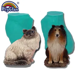 Cat Dog Chocolate Silicone Mould Cake Decorating DIY Animal Clay Plaster Resin Candle Mold Gypsum Handicrafts Household Supplies