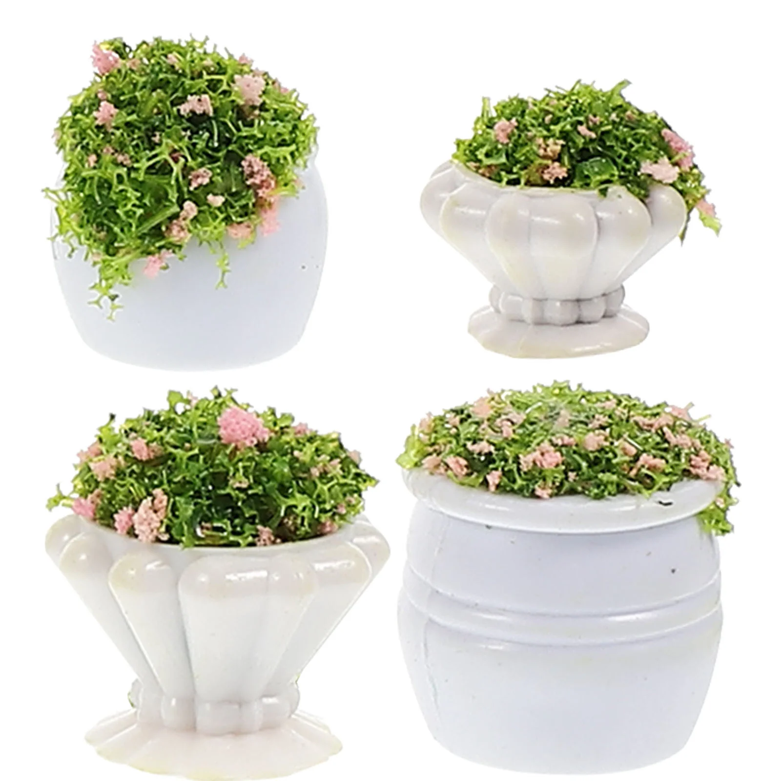 

4 Pcs Mini Planter Vase Toy Table Fake Faux Outdoor Plants Model Landscape Scenery DIY Flower