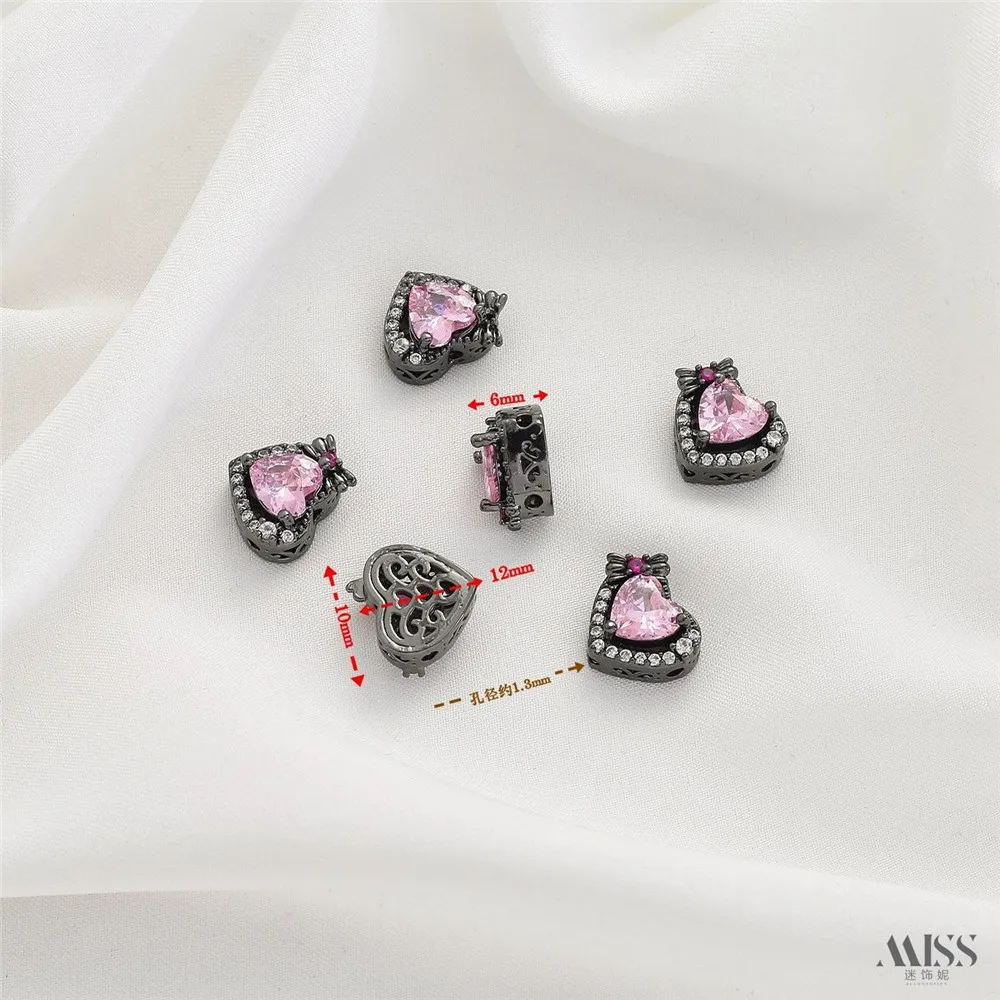 18K Black Gold Package, Gold Heart, Zircon, Peach Heart, Heart-shaped Pearl, DIY Jewelry Accessories