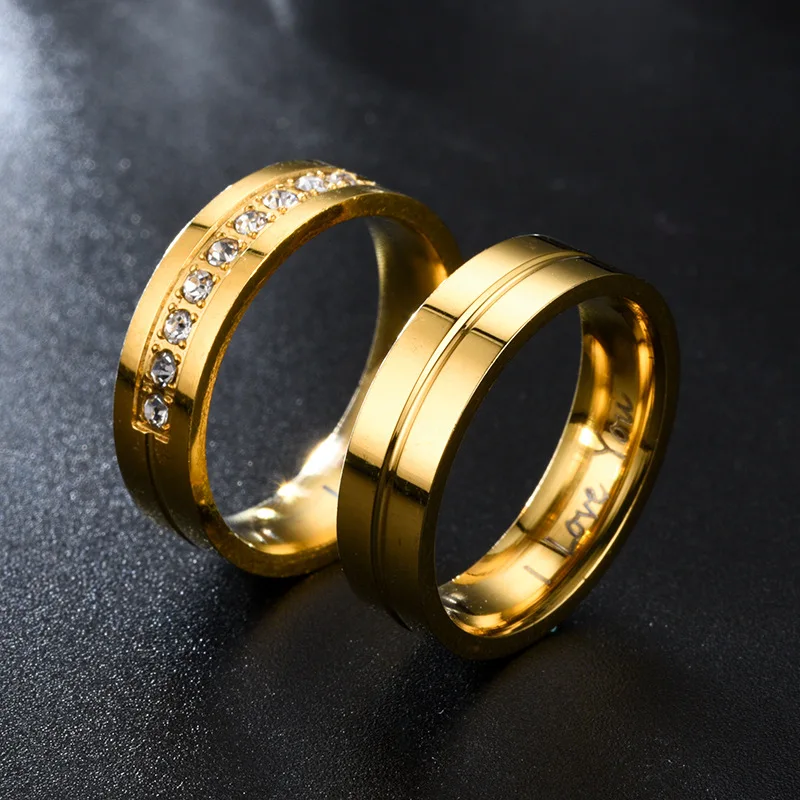 Fashion Women Men Titanium Steel Ring Classic Letter I Love You Rings Gold Color Jewelry for Couple Weeding Gift Accessories