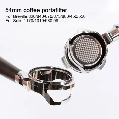 중공 스테인레스 스틸 54mm 커피 Bottleless Portafter Naked For Breville Sage 870 878 880 교체 필터 바구니
