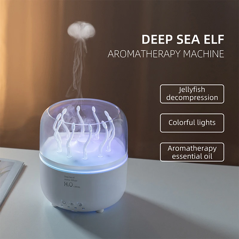 Deep Sea Elf Air Humidifier USB Aromatherapy Essential Oil Diffuser with 7 Colors Light Swing Seaweed Aroma Diffuser Humidifier