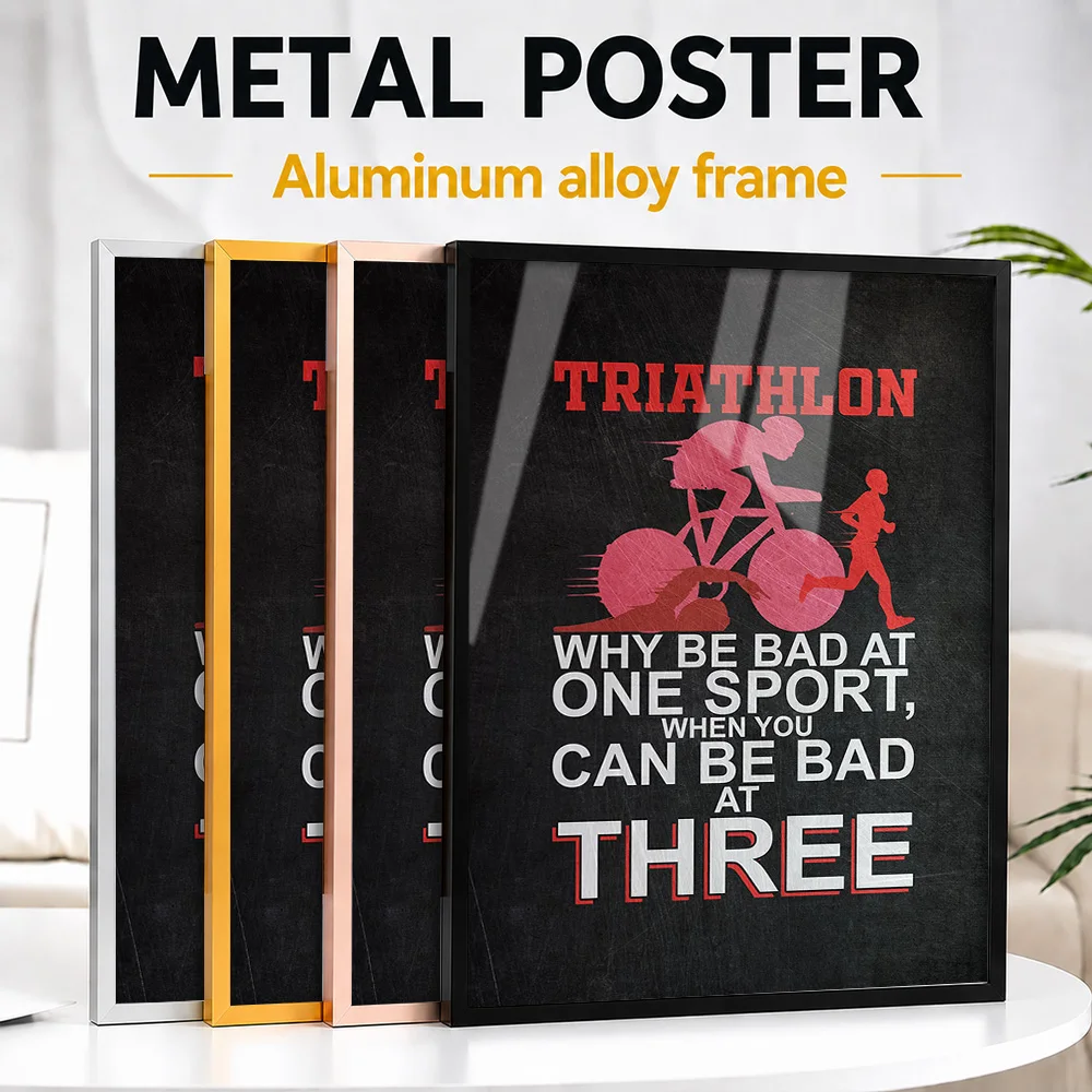 Triathlete Funny Metal Poster With Aluminum Alloy Frame Personalized Humorous Design Wall Art For Fitness Room And Home Office