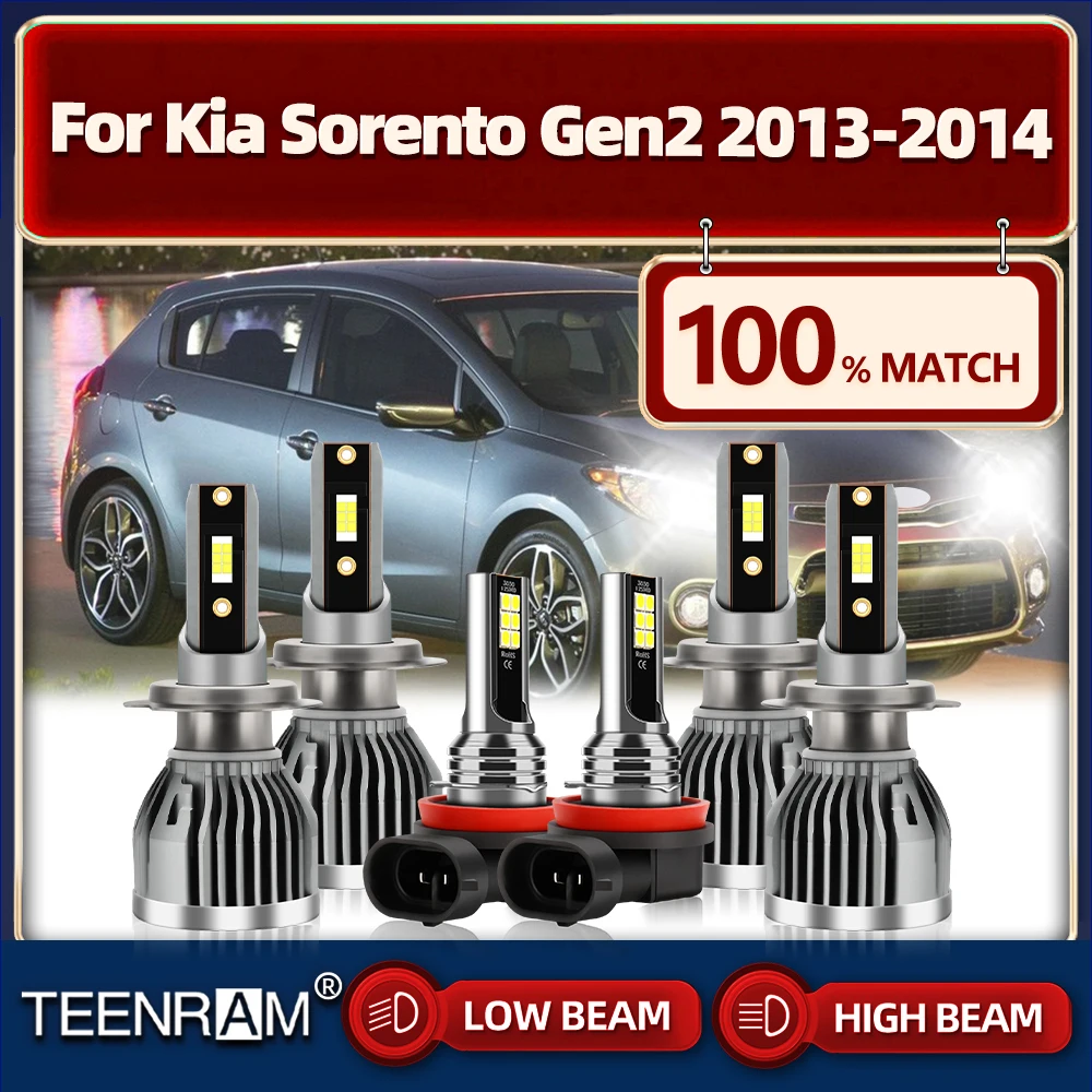 

60000LM H7 LED Headlight Bulbs 360W High Low Beam 6000K White Turbo Car Fog Lights 12V 24V For Kia Sorento Gen2 2013 2014