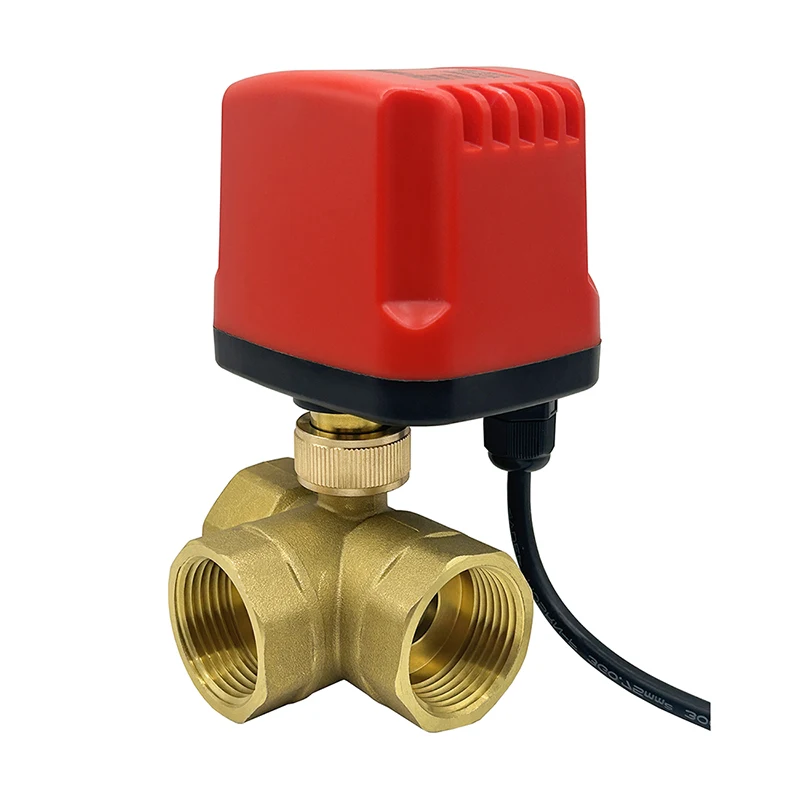 DN15-DN50 3 Way IP65 Waterproof Motorized Ball Valve 3-Wire 2-Control Brass Electric Actuators 220V 12V 24V