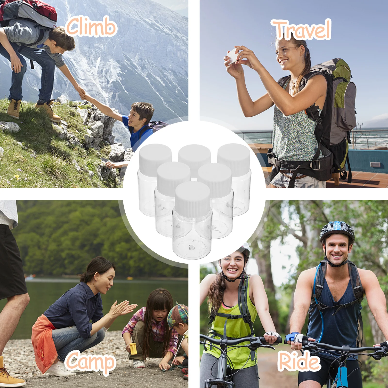 

6pcs Plastic Transparent Vials With Lids For Liquid Medication Storage Tiny Dispensing Containers Portable Sample Bottles Travel