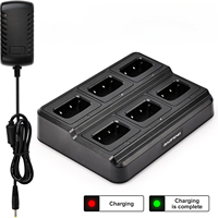 Baofeng BF-888s SIx Dock Desktop Charger & AC Plug Adapter for 888S 777S 88A Retevis H777 Walkie Talkie 6-units Charge Tray