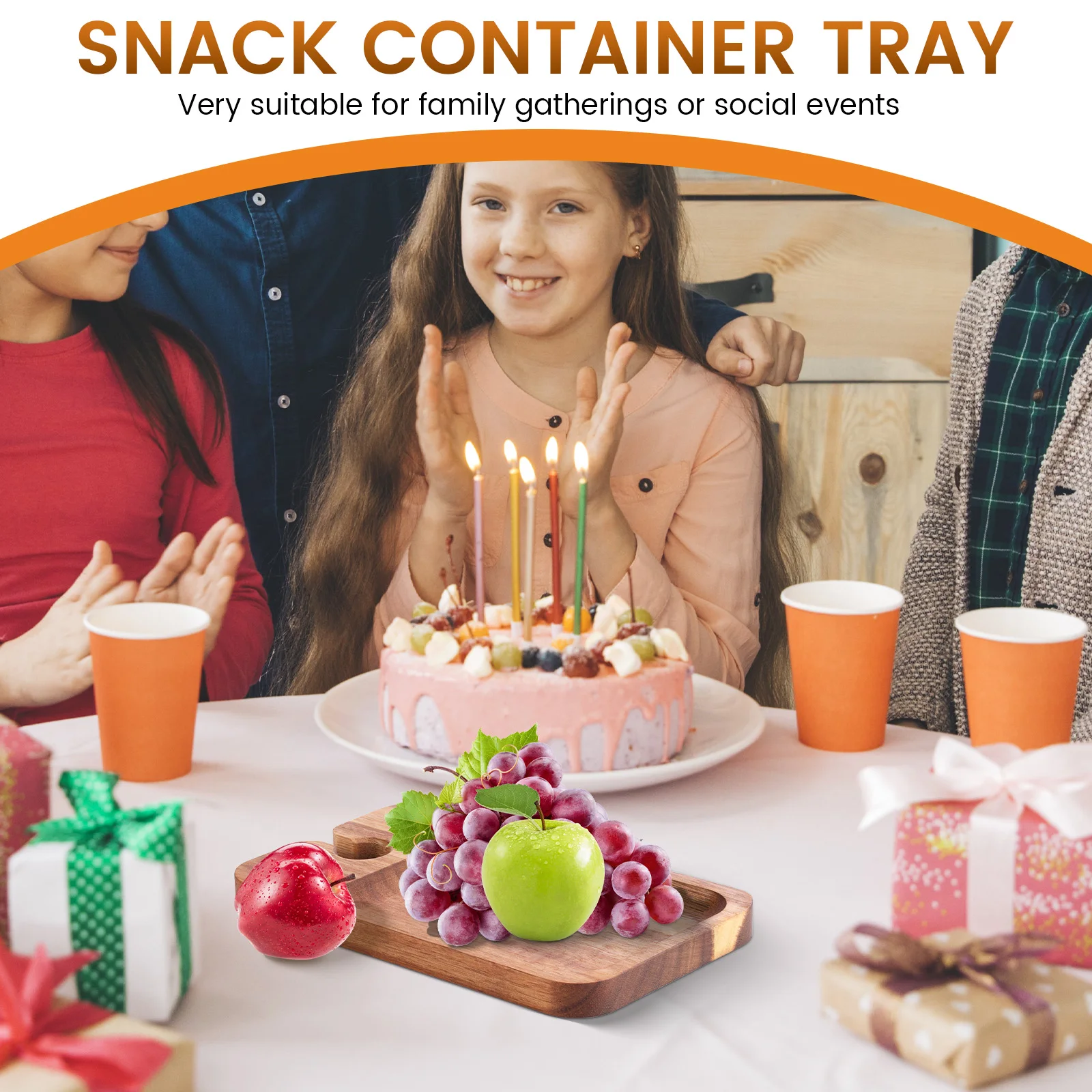 صينية تقديم على الطراز الياباني، طبق المقبلات الخشبي للفحم والجبن والحلوى وإقران النبيذ وأدوات المائدة الطبيعية