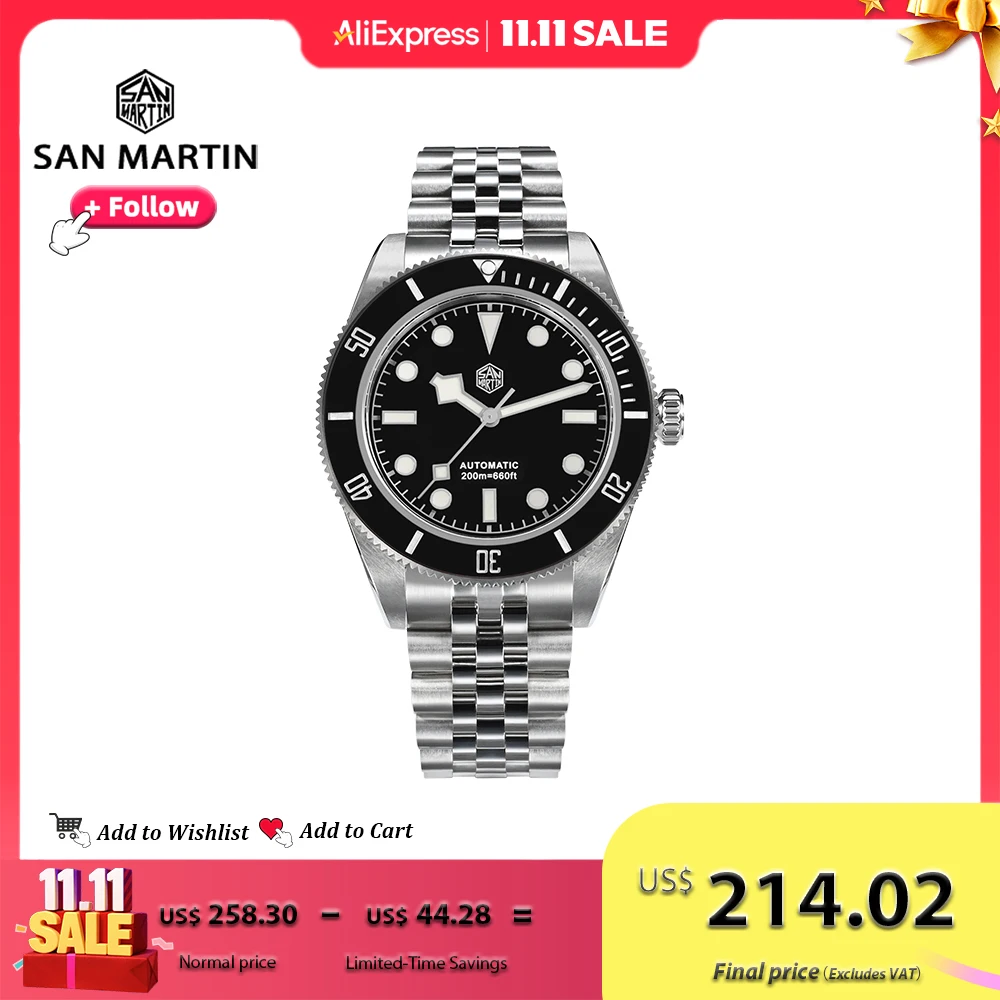 San Martin 40mm BB hombres reloj de lujo deporte buzo mosca cierre NH35 relojes mecánicos automáticos para hombre Jubilee BGW-9 20Bar SN0128