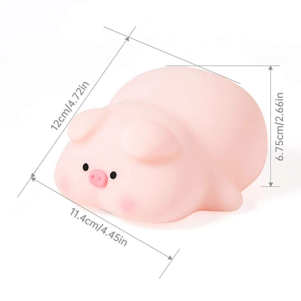 Cute Piggy Silicone LED Night Light, Lâmpada Animal, Sensor de Toque, Decoração de cabeceira, Presente de aniversário para crianças, Criança