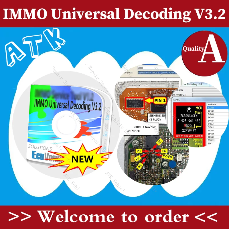 IMMO Universal Decoding V3.2 EcuVonix Diagnostic software Fix remove ECU IMMO code UPA-USB Wellon Series VP/GP Programmer