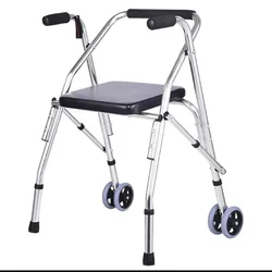 Foldable Walker with Seat,Rollator Walker with Durable Aluminum,330lbs Load Capacity, 2 Wheels for All Terrain