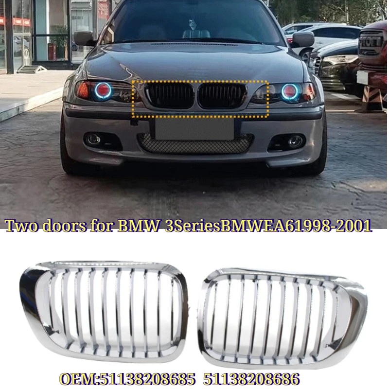 

This is applicable to the M3 electroplated grille and air intake grille for the two-door BMW 3 Series E46 modified in 1998-2001