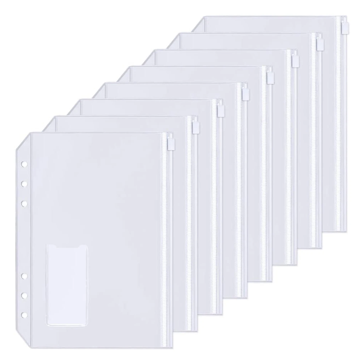 15ชิ้นกระเป๋าเย็บ A5 6รูมีซิปพลาสติกติดซิปมีป้ายกระเป๋าสำหรับใส่เอกสาร6สมุดสันห่วง