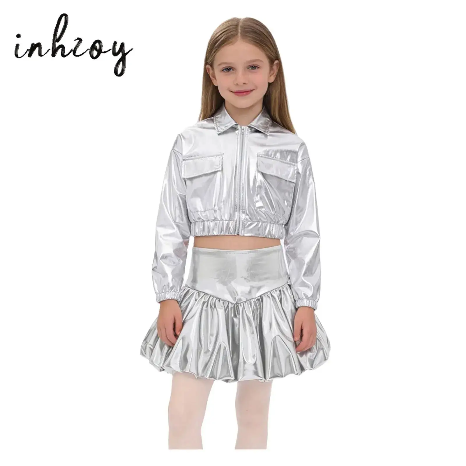 

Kids Girls Shiny Sequins Shorty Unitards Dress for Modern Jazz Latin Dance Ballet Set Stage Performance Dance Costume Outfits