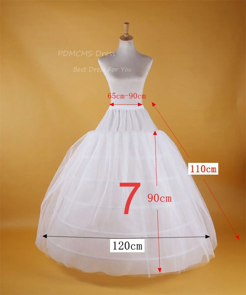 Enagua grande blanca de 6 aros para mujer, faldas largas de tul, ropa interior de crinolina hinchada para vestido de baile, vestido de novia