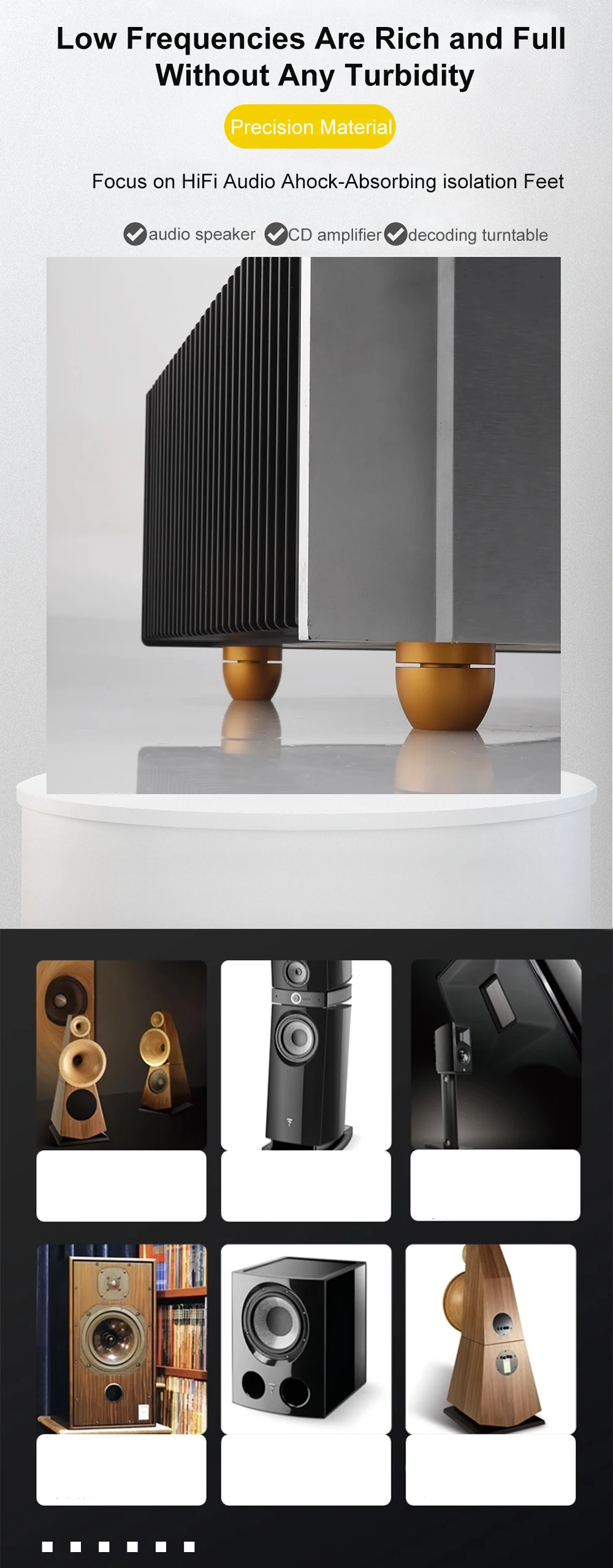 M8 Bar Keramikfuß Stoßdämpfer Edelstahl Aluminium Standfuß CD-Player Lautsprecher Leistungsverstärker HiFi Isolationsfüße – Detail 6