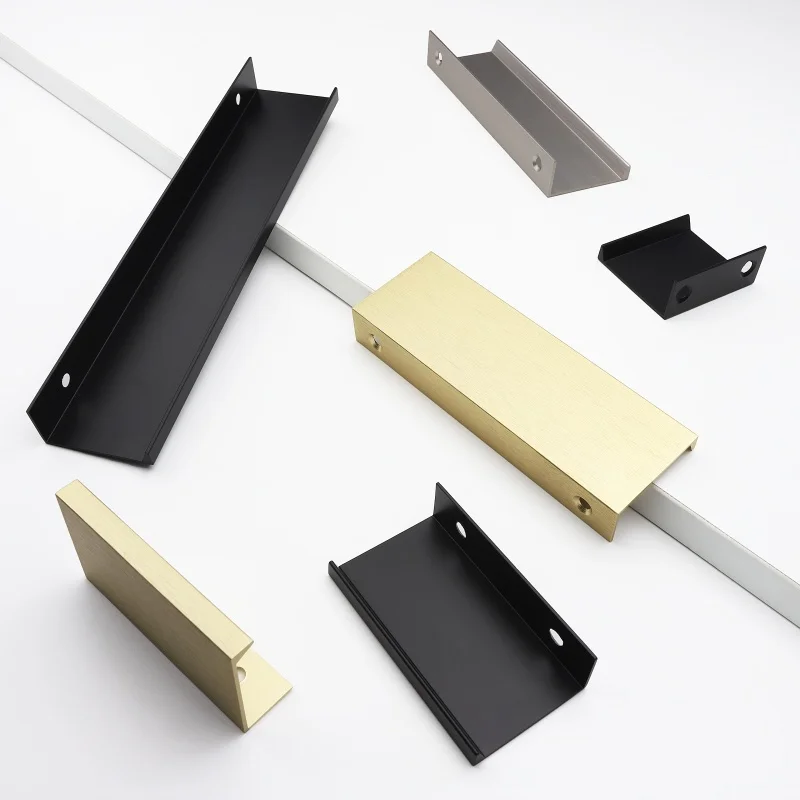 Modern L-Shaped Aluminum Cabinet Handle Hidden Edge Pull Furniture Handles for Drawer Wardrobe Kitchen Bedroom Decor
