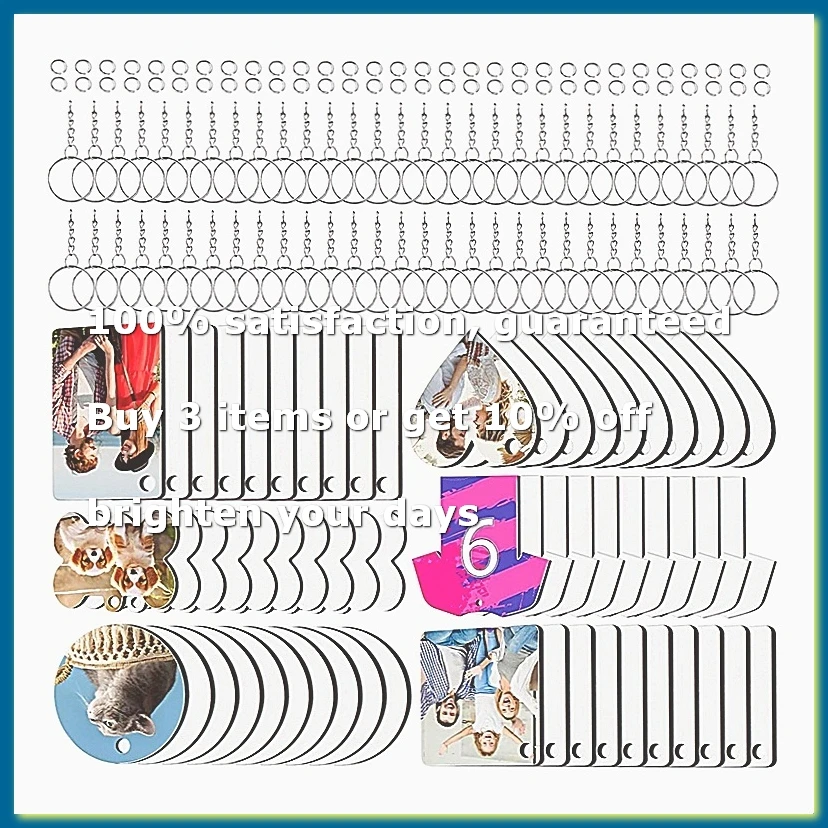 180 Pcs Sublimation Keychain Blanks,Double Sided Acrylic Rectangle Sublimation Key Chains Bulk,for DIY Keychain Crafting