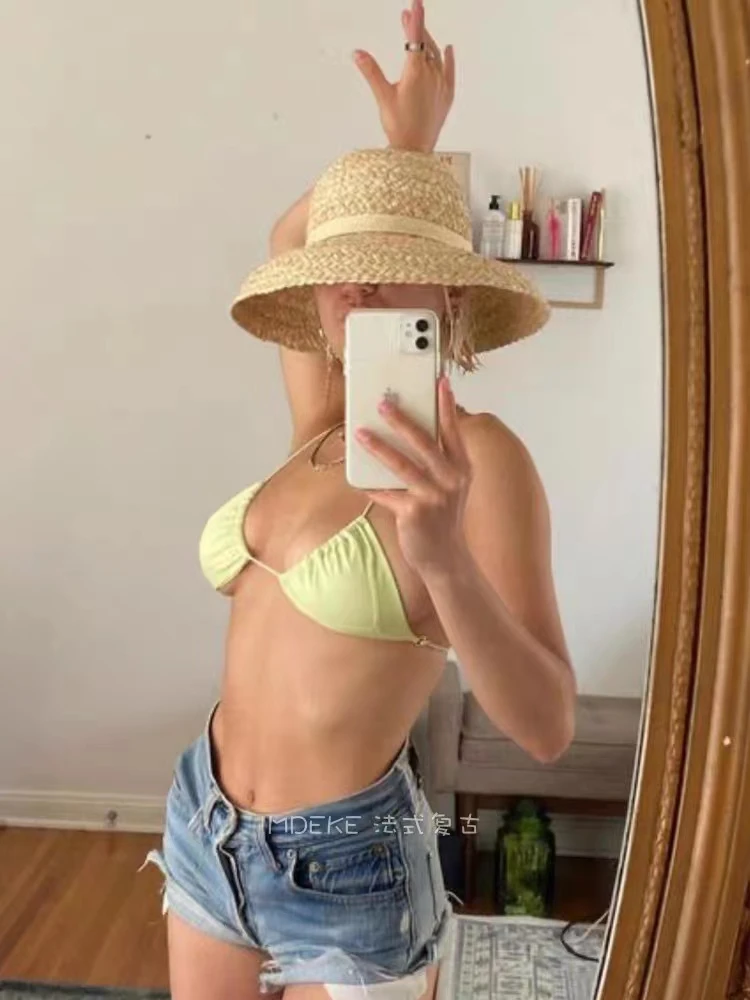Mode Frauen Breite Krempe Bast Hut Frauen Urlaub Strand Hüte Flache Top Stroh Hut Sommer Sonnenhut Damen UV Eimer Hut Großhandel – Detail 4